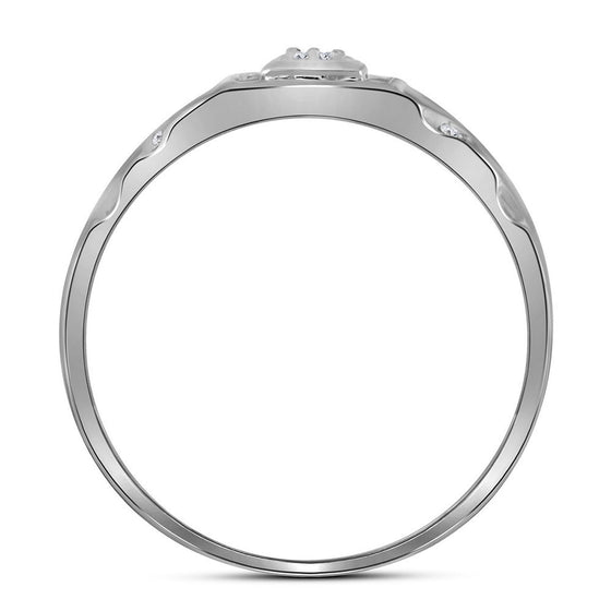 10k White Gold Mens Round Diamond Square Cluster Ring 1/8 Cttw