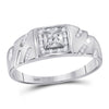 10k White Gold Mens Round Diamond Square Cluster Ring 1/8 Cttw