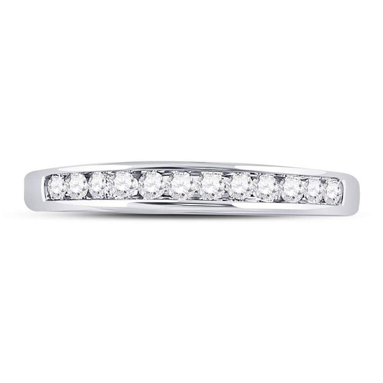 14k White Gold Womens Round Diamond Wedding Channel Set Band 1/4 Cttw