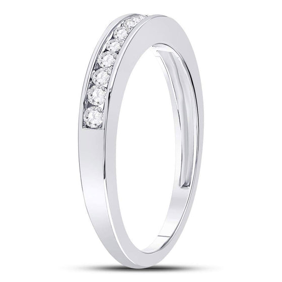 14k White Gold Womens Round Diamond Wedding Channel Set Band 1/4 Cttw
