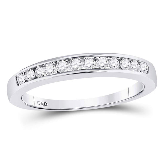 14k White Gold Womens Round Diamond Wedding Channel Set Band 1/4 Cttw