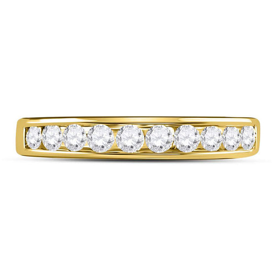 14k Yellow Gold Womens Round Diamond Wedding Channel Set Band 1/2 Cttw