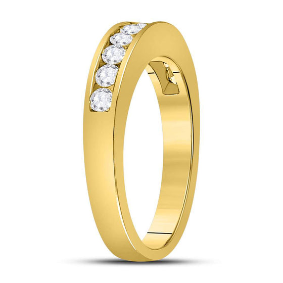 14k Yellow Gold Womens Round Diamond Wedding Channel Set Band 1/2 Cttw