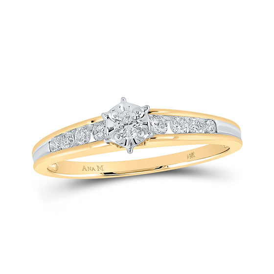 14k Yellow Gold Round Diamond Solitaire Bridal Wedding Engagement Ring 1/4 Cttw