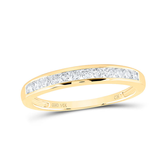 14k Yellow Gold Womens Round Channel-set Diamond Single Row Wedding Band 1/4 Cttw