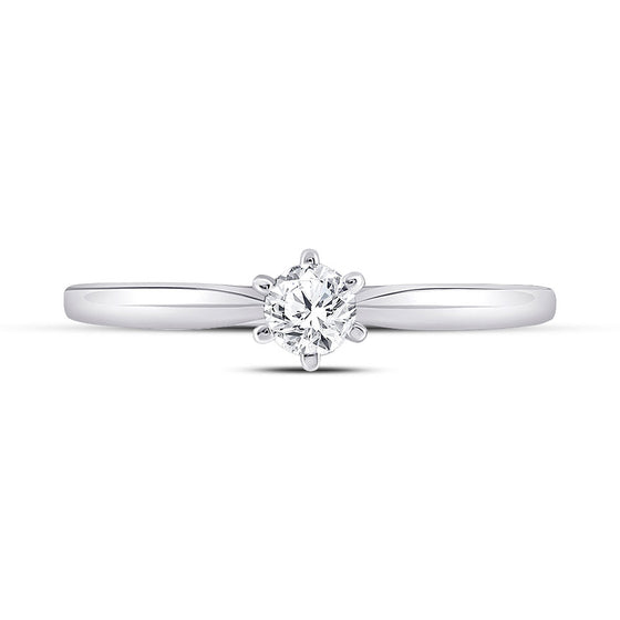 14k White Gold Womens Round Diamond Solitaire Bridal Wedding Engagement Ring 1/5 Cttw