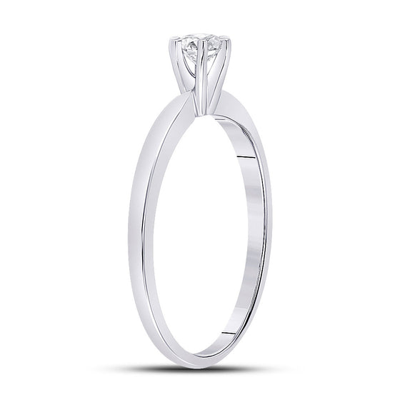 14k White Gold Womens Round Diamond Solitaire Bridal Wedding Engagement Ring 1/5 Cttw