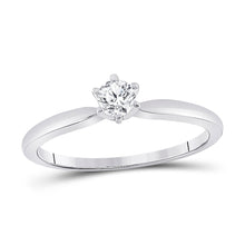  14k White Gold Womens Round Diamond Solitaire Bridal Wedding Engagement Ring 1/5 Cttw