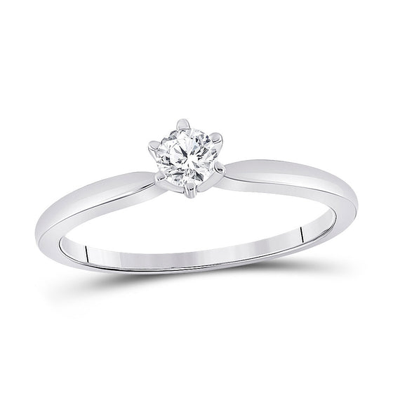 14k White Gold Womens Round Diamond Solitaire Bridal Wedding Engagement Ring 1/5 Cttw