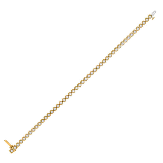 14k Yellow Gold Womens Round Diamond Tennis Bracelet 2 Cttw