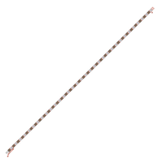 10k Rose Gold Womens Round Brown Diamond Tennis Bracelet 1-1/5 Cttw