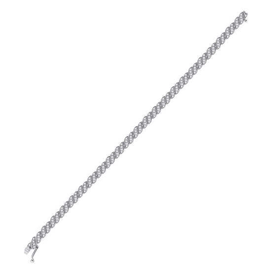 10k White Gold Womens Round Diamond Tennis Bracelet 1-1/4 Cttw