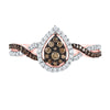 10k Rose Gold Womens Round Brown Diamond Fashion Pear Cluster Ring 1/3 Cttw