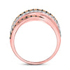 14k Rose Gold Womens Round Brown Diamond Crossover Fashion Ring 1-1/3 Cttw