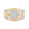 10k Yellow Gold Mens Round Diamond Circle Cluster Ring 1 Cttw