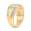 10k Yellow Gold Mens Round Diamond Circle Cluster Ring 1 Cttw