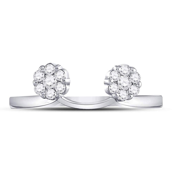 14k White Gold Womens Round Diamond Wrap Ring Guard Enhancer 1/4 Cttw
