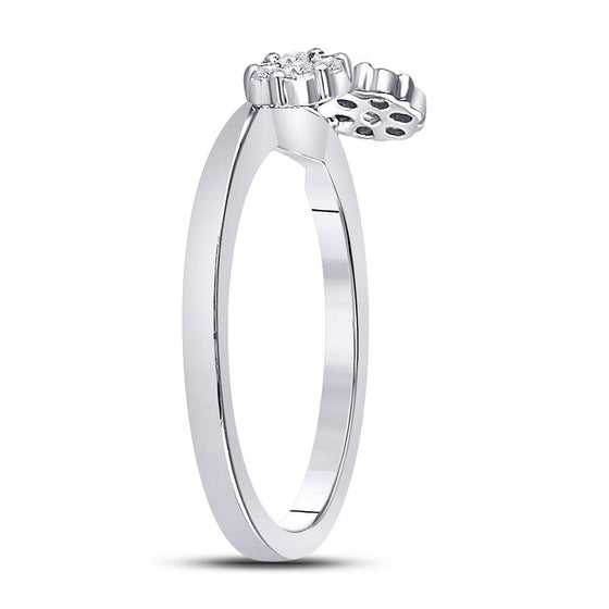 14k White Gold Womens Round Diamond Wrap Ring Guard Enhancer 1/4 Cttw