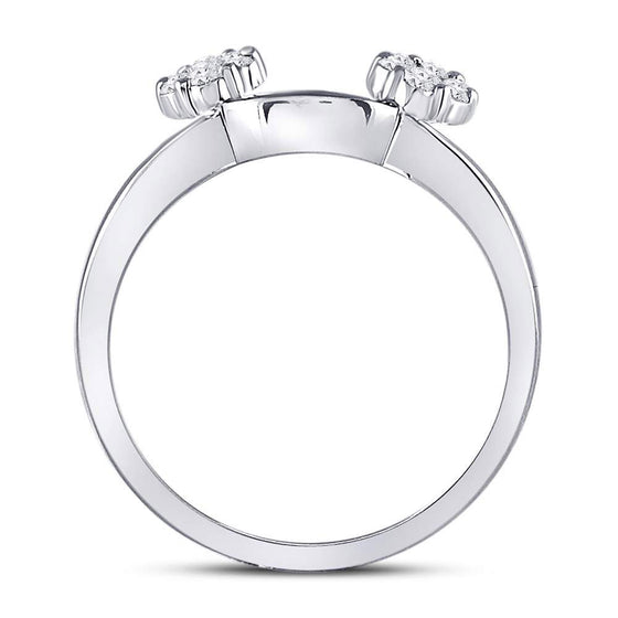 14k White Gold Womens Round Diamond Wrap Ring Guard Enhancer 1/4 Cttw
