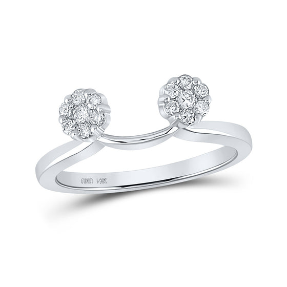 14k White Gold Womens Round Diamond Wrap Ring Guard Enhancer 1/4 Cttw