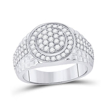  10k White Gold Mens Round Diamond Fashion Cluster Ring 1-3/8 Cttw