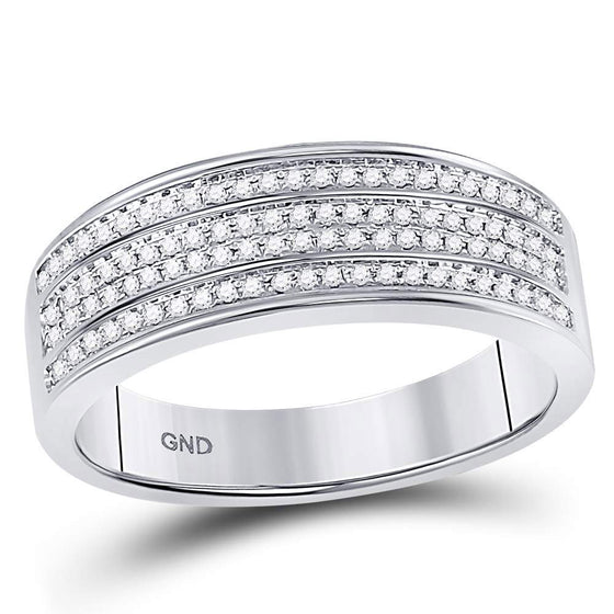 10k White Gold His Hers Round Diamond Cluster Matching Wedding Set 3/4 Cttw