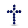 10k White Gold Womens Round Synthetic Blue Sapphire Cross Pendant 7/8 Cttw