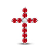 10k White Gold Womens Round Synthetic Ruby Cross Pendant 7/8 Cttw