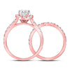 14k Rose Gold Oval Diamond Bridal Wedding Ring Band Set 1-7/8 Cttw