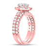 14k Rose Gold Oval Diamond Bridal Wedding Ring Band Set 1-7/8 Cttw