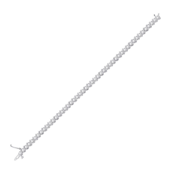 14k White Gold Womens Round Diamond Classic Tennis Bracelet 4 Cttw