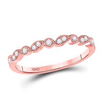  10k Rose Gold Womens Round Diamond Stackable Band Ring 1/10 Cttw