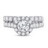 14k White Gold Round Diamond Bridal Wedding Ring Band Set 2 Cttw