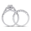 14k White Gold Round Diamond Bridal Wedding Ring Band Set 2 Cttw