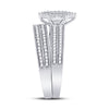 10k White Gold His Hers Round Diamond Cluster Matching Wedding Set 3/4 Cttw