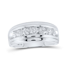  14k White Gold Mens Round Diamond Wedding Channel-Set Band Ring 1 Cttw