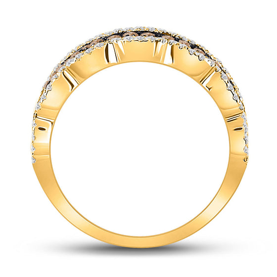 14k Yellow Gold Womens Round Brown Diamond Fashion Band Ring 1 Cttw