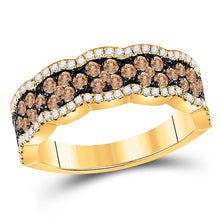  14k Yellow Gold Womens Round Brown Diamond Fashion Band Ring 1 Cttw