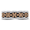 14k White Gold Womens Round Brown Diamond Fashion Band Ring 1 Cttw