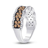 14k White Gold Womens Round Brown Diamond Fashion Band Ring 1 Cttw