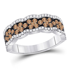  14k White Gold Womens Round Brown Diamond Fashion Band Ring 1 Cttw