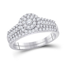  10k White Gold Round Diamond Bridal Wedding Ring Band Set 3/4 Cttw