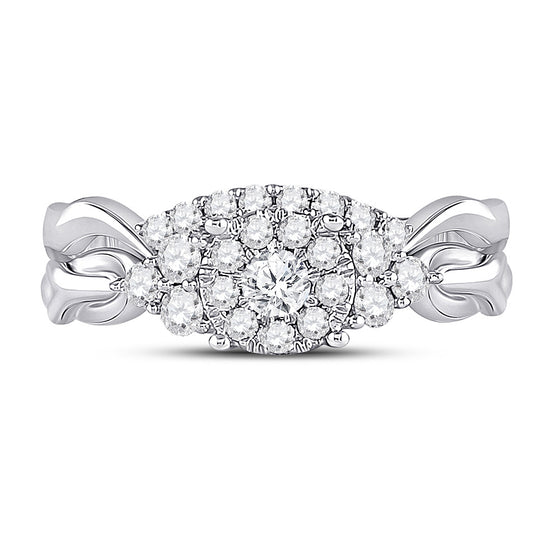 10k White Gold Round Diamond Bridal Wedding Ring Band Set 1/2 Cttw