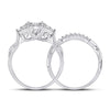 10k White Gold Round Diamond Bridal Wedding Ring Band Set 1/2 Cttw