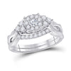 10k White Gold Round Diamond Bridal Wedding Ring Band Set 1/2 Cttw