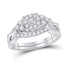  10k White Gold Round Diamond Bridal Wedding Ring Band Set 1/2 Cttw