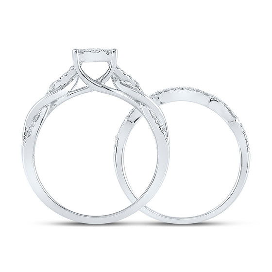 10k White Gold Round Diamond Bridal Wedding Ring Band Set 5/8 Cttw