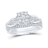 10k White Gold Round Diamond Bridal Wedding Ring Band Set 5/8 Cttw