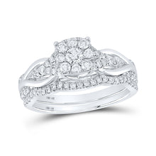  10k White Gold Round Diamond Bridal Wedding Ring Band Set 5/8 Cttw