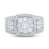 14k White Gold Round Diamond Square Bridal Wedding Engagement Ring 2 Cttw